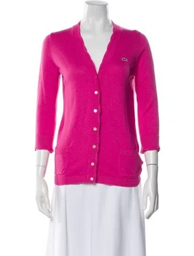 Pre-owned Lacoste V-neck Sweater In Pink