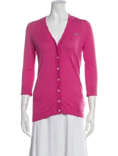 Pre-owned Lacoste V-neck Sweater In Pink