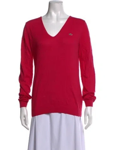 Pre-owned Lacoste V-neck Sweater In Pink