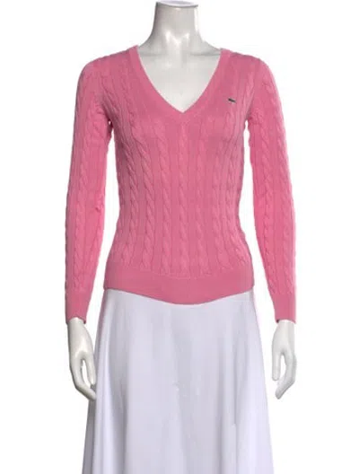 Pre-owned Lacoste V-neck Sweater In Pink