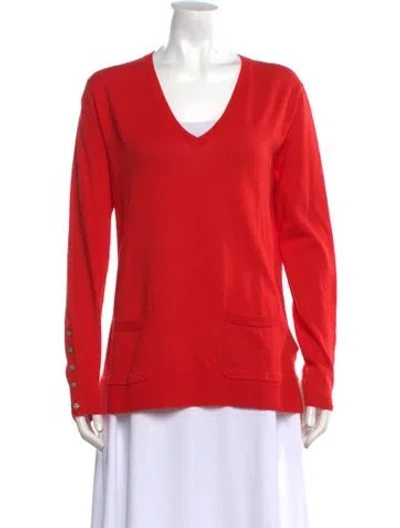 Pre-owned Lacoste V-neck Sweater In Red