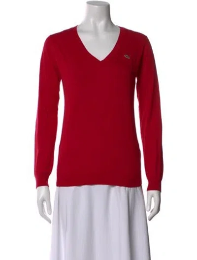 Pre-owned Lacoste V-neck Sweater In Red