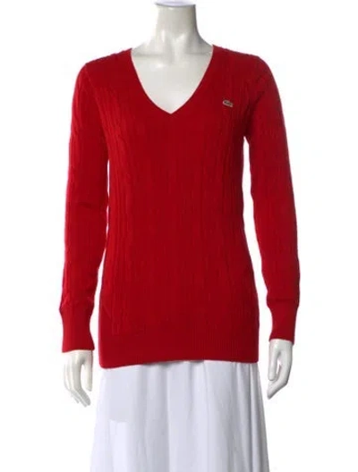 Pre-owned Lacoste V-neck Sweater In Red