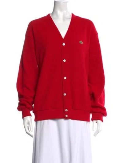 Pre-owned Lacoste V-neck Sweater In Red