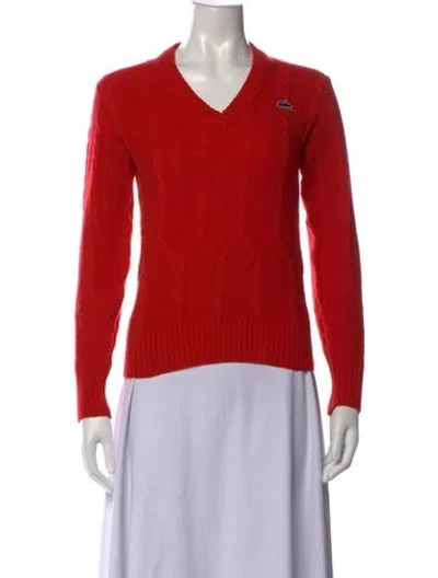 Pre-owned Lacoste V-neck Sweater In Red