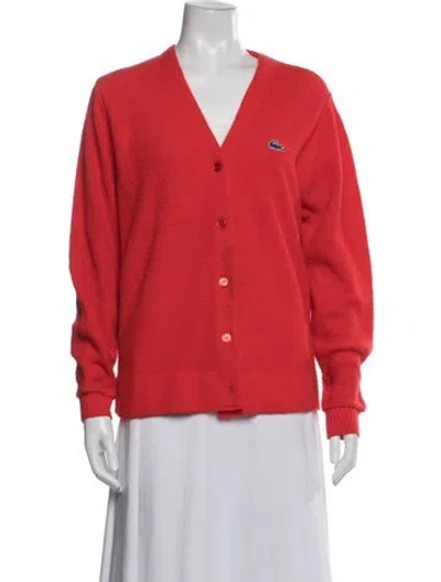 Pre-owned Lacoste V-neck Sweater In Red