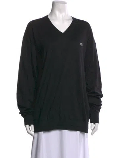 Pre-owned Lacoste V-neck Sweater W/ Tags In Black