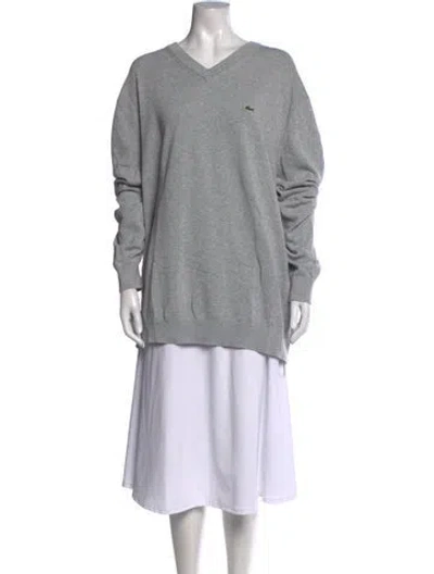 Pre-owned Lacoste V-neck Sweater W/ Tags In Grey