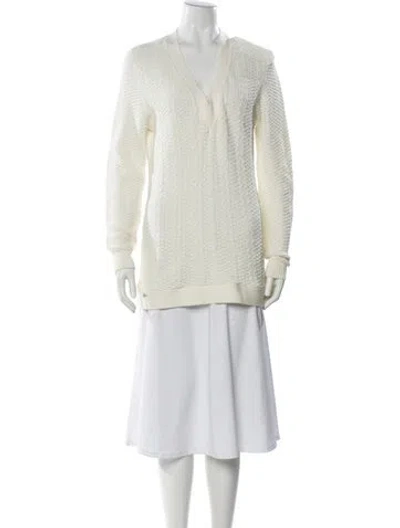 Pre-owned Lacoste V-neck Sweater W/ Tags In Neutral