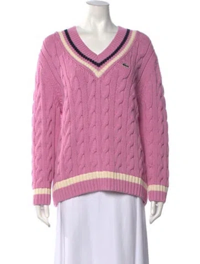 Pre-owned Lacoste V-neck Sweater W/ Tags In Pink