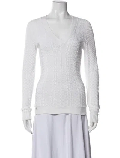 Pre-owned Lacoste V-neck Sweater In White