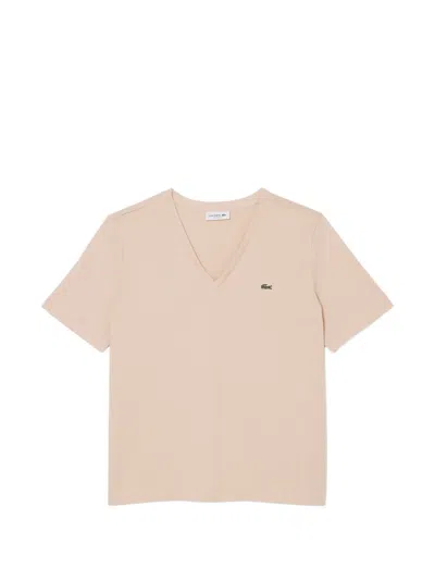 Lacoste V-neck T-shirt In Pink