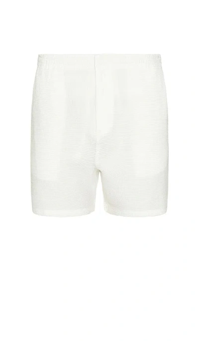 Lacoste Waffle Monochrome Elasticated Textured Shorts In White