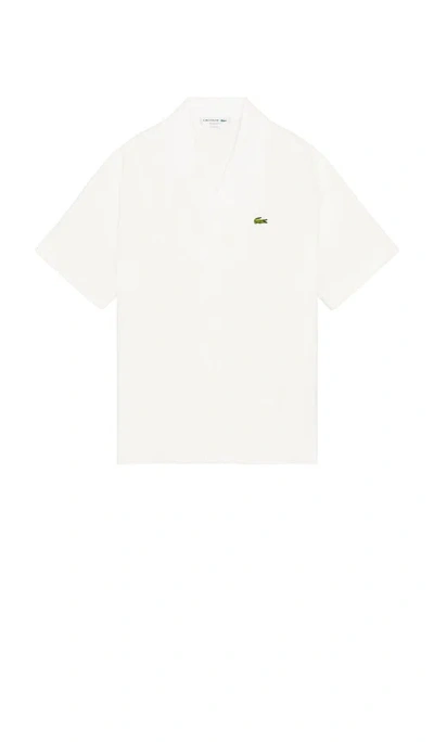 Lacoste Waffle Textured Monochrome Shirt In White