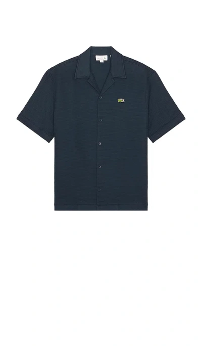 Lacoste Waffle Textured Monochrome Shirt In Black