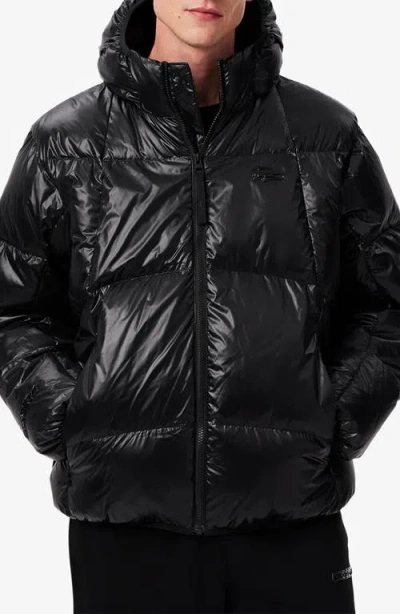 Lacoste Water Repellent Down Short Puffer Jacket In Black