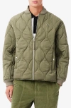 Lacoste Water Repellent Quilted Bomber Jacket In Khaki