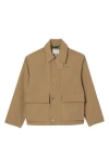 Lacoste Short Lightweight Water-repellent Parka Jack In Ladigue/farine