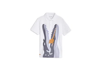 Lacoste Watercolor Croc Polo (big Kid) Boy's T Shirt Blanc 1: Lg (big Kid) In Gray