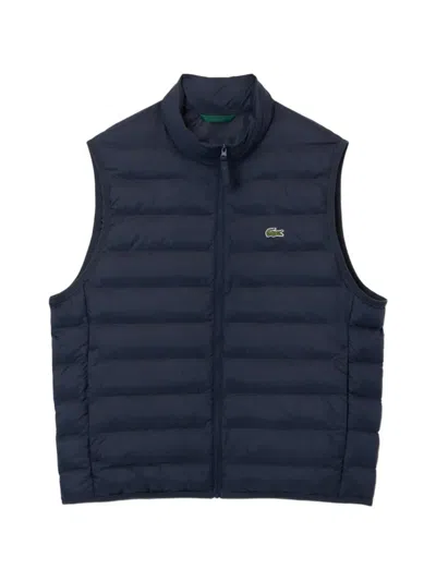 Lacoste Water-repellent Puffed Windbreaker Vest In Blue