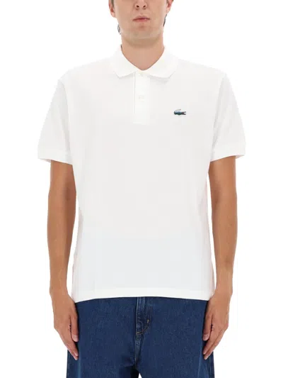 Lacoste Short Sleeve Pima Jersey Interlock Regular Fit Polo Shirt In White
