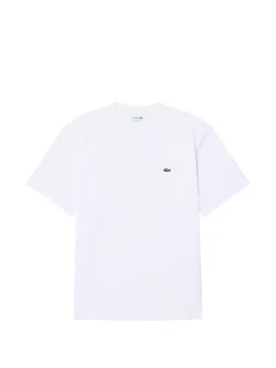 Lacoste 로고 자수 티셔츠 In White