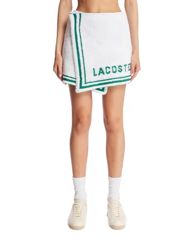 Lacoste White Boucle Knit Mini Skirt In Brown