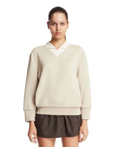 Lacoste White Boucle Knit Mini Skirt In Brown