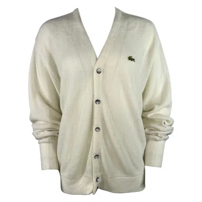 Pre-owned Lacoste White Cardigan Sweater, Size Large
