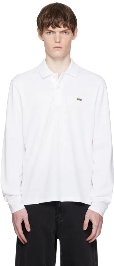 Lacoste White Classic Fit Long Sleeve L.12.12 Polo