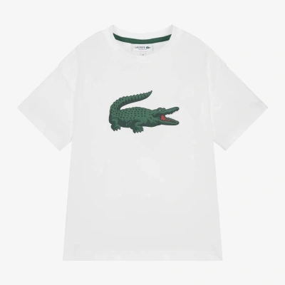 Lacoste Babies' White Cotton Xxl Crocodile T-shirt