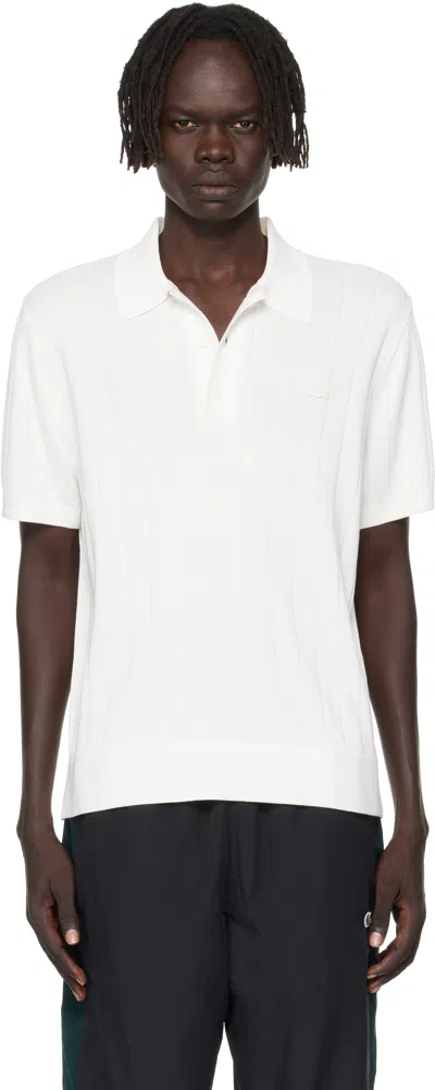 Lacoste White Fluid Ribbed Knit Polo