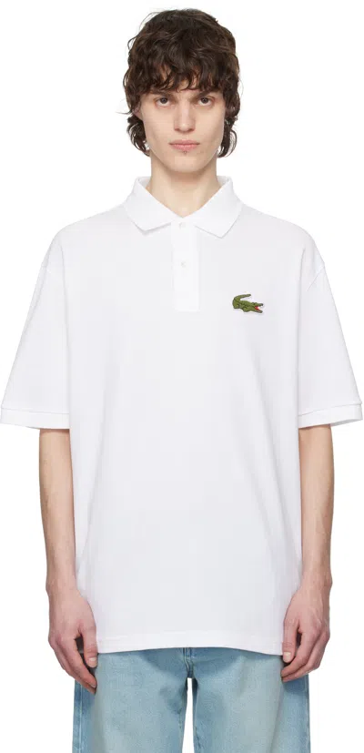 Lacoste Loose Fit Pique Polo Shirt In White