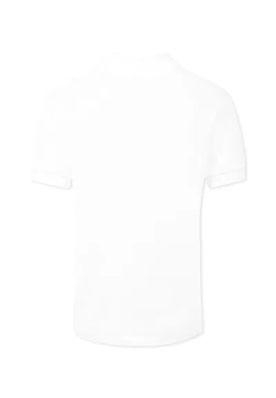 Lacoste Kids' White Polo Shirt For Boy With Green Crocodile