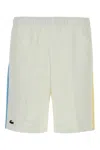 Lacoste White Polyester Bermuda Shorts In Isq