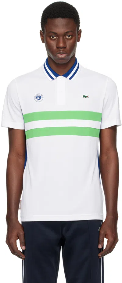 Lacoste White Roland Garros Edition Polo In White/sorrel