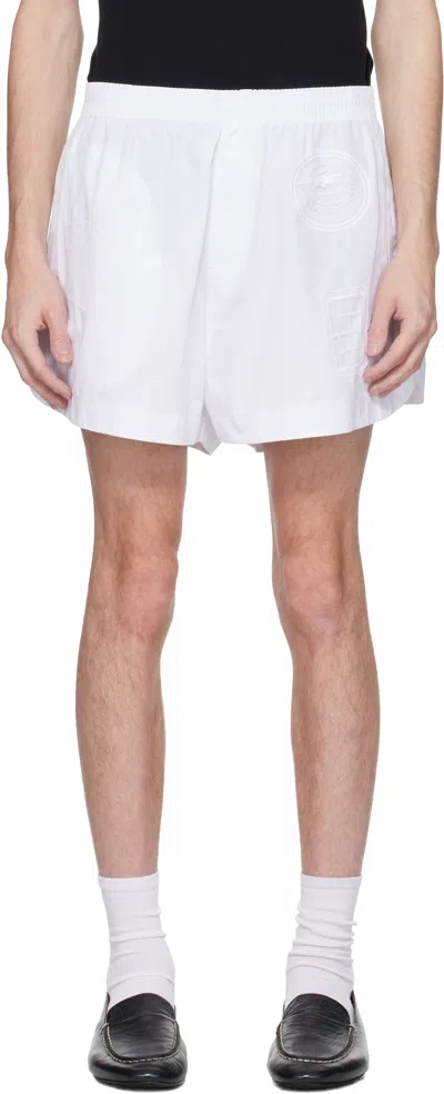 Lacoste White Runway Lace Badge Shorts