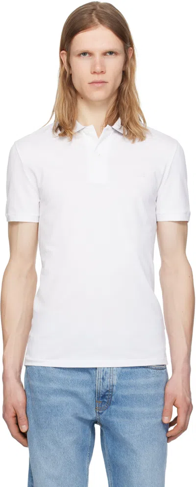 Lacoste White Slim Fit Branded Polo In 001