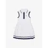 Lacoste Branded Sleeveless Stretch-cotton Dress 2-12 In White/navy Blue