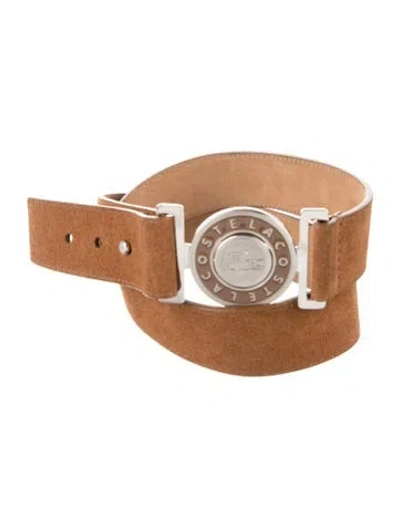 Pre-owned Lacoste Wide Leather Waist Belt In Brown
