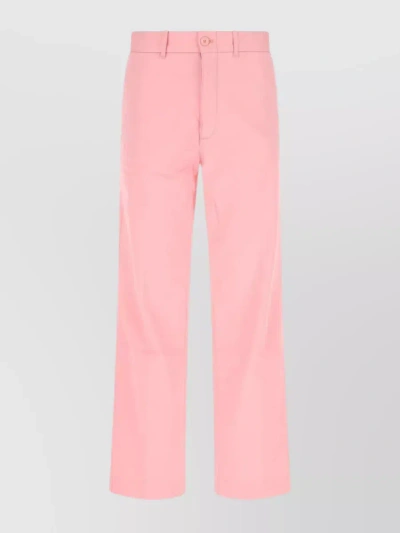Lacoste Wide-leg Stretch Cotton Pant With Belt Loops In Pink