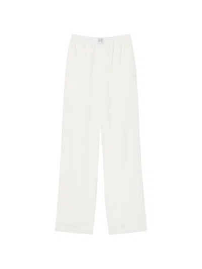 Lacoste Wide-fit Cotton Petit Piqué Pants In White