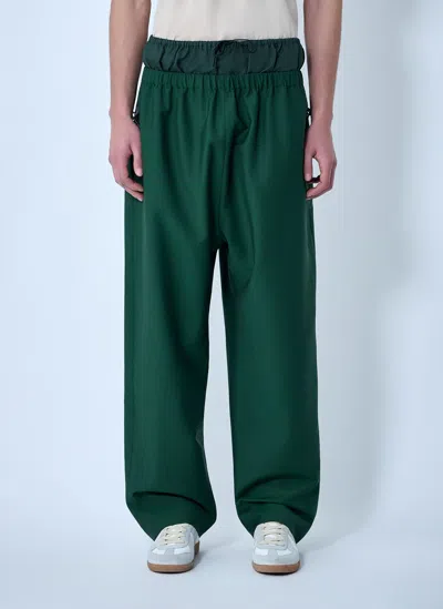 Lacoste Wide-leg Drawstring Trousers In Green