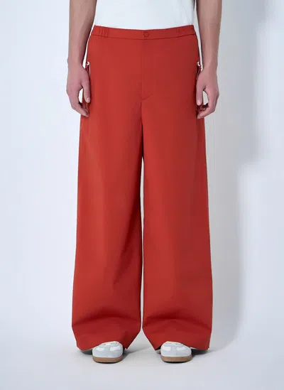 Lacoste Wide-leg Elasticated Trousers In Red