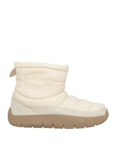 Lacoste Woman Ankle Boots Beige Size 7 Textile Fibers In Neutral