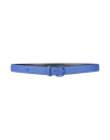 Lacoste Woman Belt Blue Size 36 Cow Leather In Blue