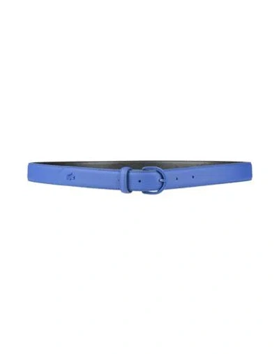 Lacoste Woman Belt Blue Size 36 Cow Leather