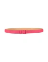 Lacoste Woman Belt Brick Red Size 39.5 Polyurethane In Pink