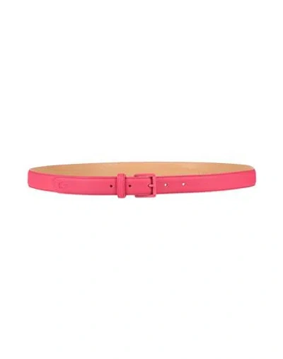 Lacoste Woman Belt Brick Red Size 39.5 Polyurethane In Pink