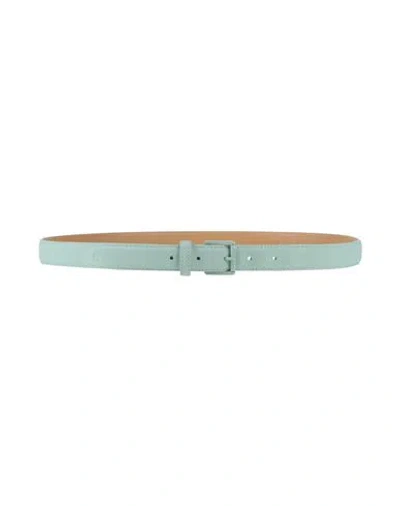 Lacoste Woman Belt Light Green Size 39.5 Polyurethane In Blue